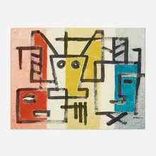 Richard Peter Hoffman, Masks, 1958, mixed media on paper