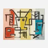Richard Peter Hoffman, Masks, 1958, mixed media on paper