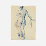 Hilla Rebay, Nude Study, colored pencil on paper