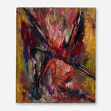 William Buchanan, Yellow and Red Abstraction, 1959, oil on canvas board