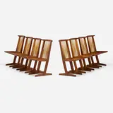 New Hope Modern, Chairs, set of eight, c. 2006, walnut, hickory