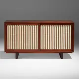 New Hope Modern, Cabinet, c. 1970, walnut, pandanus cloth