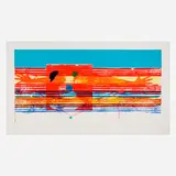 James Rosenquist, Window Washer Glass House, 1978, intaglio in colors and relief print with embossing and hand-coloring applied with a rubber tire on Pescia Italia