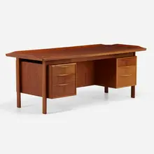 Hos Wulff, Executive desk, c. 1960, walnut, cane