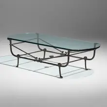 Coffee table by Diego Giacometti, c. 1970, patinated bronze, glass, sold Mar 2023