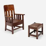 Limbert, Early and Rare inlaid armchair
