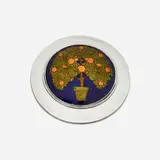 Rebecca Cauman, Rare lid with orange tree, c. 1927, sterling silver, enamel