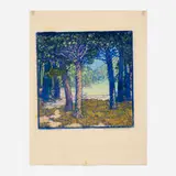 Frances Gearhart, Here in to Meditate, woodcut in colors