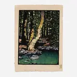 Frances Gearhart, Still Waters, 1933, woodcut in colors