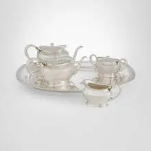 Lebolt & Co., Five-piece tea and coffee service with tray, sterling silver