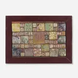 Pewabic Pottery, Framed collection of fifty-one tiles, c. 1920, luster-glazed earthenware