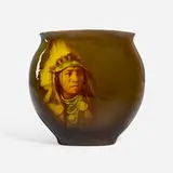 Spotted Jack Rabbit (Crow) (Standard Glaze Native American portrait vase) by Grace Young for Rookwood Pottery, sold Mar 2024