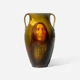 Black Eye (Standard Glaze Native American portrait vase) by Artus Van Briggle for Rookwood Pottery, sold Mar 2024