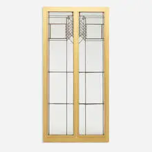 Frank Lloyd Wright, double window from the Oscar M. Steffens House, Chicago, 1909, stained glass, lead, lacquered wood