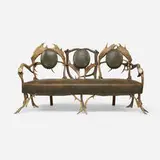 Bavarian, Hunting Lodge sofa, antler, leather, oak