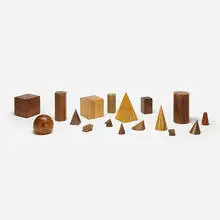 20th Century, collection of seventeen volume models, maple, beech, oak, walnut