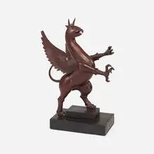 19th Century, griffin, carved and lacquered wood, glass