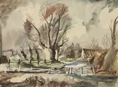 Untitled by Rowland Suddaby, pen and ink and watercolour, sold Oct 2020