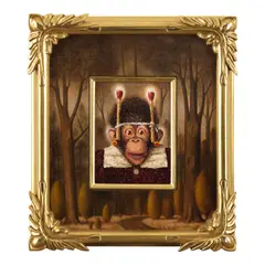 Donald Roller Wilson, Cookie's Head Almost Got Too Hott...(Somewhere Along the Path Leading Either To Or From Mrs. Jenkins' House...), 1993, oil on panel in artist's chosen frame