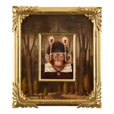 Donald Roller Wilson, Cookie's Head Almost Got Too Hott...(Somewhere Along the Path Leading Either To Or From Mrs. Jenkins' House...), 1993, oil on panel in artist's chosen frame