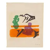 Henry Moore, Figures in Red and Green, 1966, felt-tip pen on paper mounted on paper