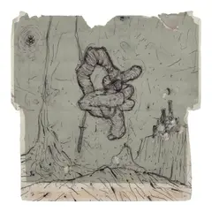 Pope.L, Failure Drawing #1154 Rocket Cluster Grey, 2004, ink and ballpoint pen on printed paper