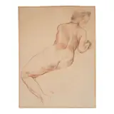 George Grosz, Seated Nude, 1938, sanguine and black chalk on paper