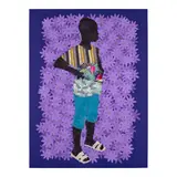 Raphael Adjetey Adjei Mayne, Bestander, 2021, acrylic and sewn T-shirt collage on canvas