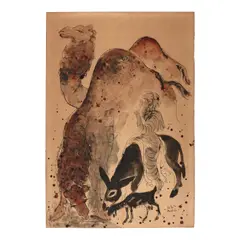 At the Well by Reuven Rubin, 1960, wash and brush and pen and brown ink and India ink on paper, offered Feb 2026