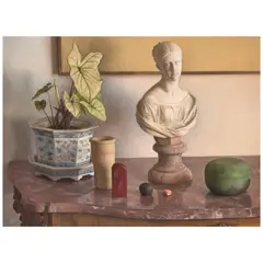 Claudio Bravo, Bust of a Woman and Plant, 1985, pastel on paper