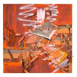 Esteban Cabeza de Baca, Pow Wow, 2022, oil on linen with collaged fabric bandana