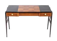 Paolo Buffa, Vanity in walnut and ebony-stained wood, with a three-part top. The central section