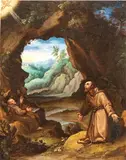 Girolamo Muziano, Saint Francis receiving the stigmata, Oil on copper