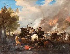 Jan van Huchtenburgh, Battle of cavalry, Oil on canvas