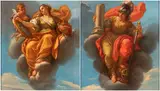 Giuseppe Bartolomeo Chiari, a) Allegory of Prudence; b) Allegory of Fortitude. Pair of paintings, These are two preparatory bozzetti for the fresco decoration of the Rospigliosi chapel in the Roman church of