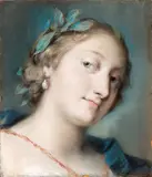Rosalba Carriera, Portrait of a young gentlewoman crowned with laurel (Faustina Bordoni?), On the reverse of the support board