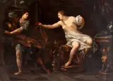 Ciro Ferri, Joseph and Potiphar’s wife, The painting is a fine early replica of the work by Ciro Ferri