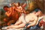 Sebastiano Ricci, Cupid Driving a Satyr away from the Sleeping Venus, Oil on canvas