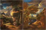 Pieter Mulier Cavalier Tempesta, a) Landscape with a Male Figure in a Melancholic Pose; b) Landscape with a Female Figure. Pair of paintings, Oil on canvas