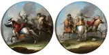 Antonio Maria Marini, a) Equestrian clash between two Turks and a Christian; b) Equestrian clash between two Christians and a Turk. Pair of paintings, Oil on copper