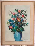 Giuseppe Succi, Vase with flowers, framed