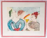 Luca Alinari, Three figures, multiple on paper, framed
