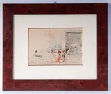Francesco Galante, Beach with swimmers, framed