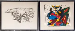 Untitled, lot of two multiples on paper by Primo Conti, Framed, offered Jun 2026