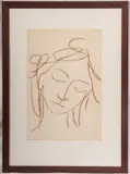 Primo Conti, Woman's face, multiple on paper, framed
