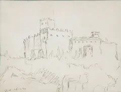 Giorgio de Chirico, Landscape with castle, 1950