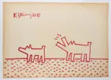 "S.T." Dog and Barking Dog by Keith Haring, 1988, On the back various stamps: Galleria Lucio Amelio, offered May 2026