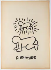 Keith Haring, Baby and Radiant Baby, 1988, On the back various stamps: Galleria Lucio Amelio