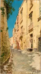 Carlo Brancaccio, Street view with houses, 1885