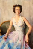 Cavalin, Portrait of a lady in an elegant dress, 1945